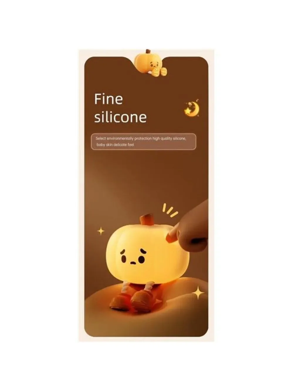 Pumpkin Night Light Halloween LED Silicone Squishy Dimmable Rechargeable Kids